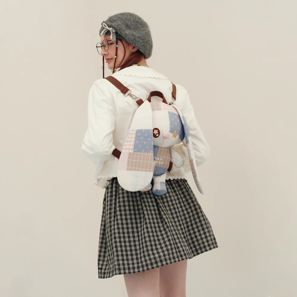VANWALK Planner House Series Cute Patchwork Lop-eared Rabbit Backpack v3028 - Image 3